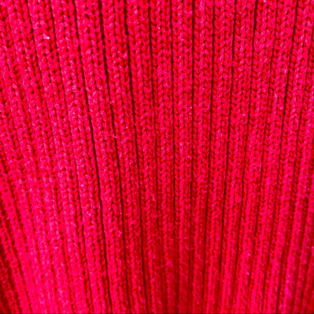 Y2K Ribbed Sweater Chunky Knit Red Cotton Top - Picture 4 of 7